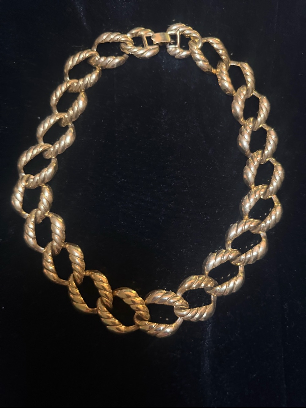Gold-Tone Twisted Link Necklace - Elegant Statement Chain